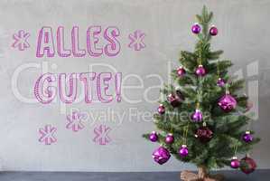 Christmas Tree, Cement Wall, Alles Gute Means Best Wishes