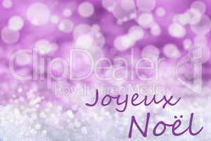Pink Bokeh Background, Snow, Joyeux Noel Means Merry Christmas