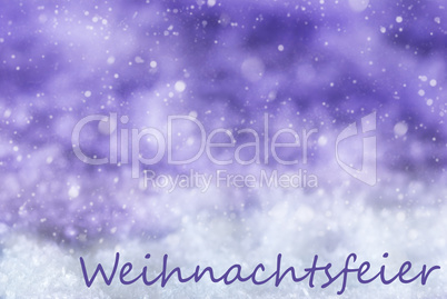 Purple Background, Snow, Snowflakes, Weihnachtsfeier Means Christmas Party
