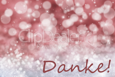 Red Bokeh Christmas Background, Snow, Danke Means Thank You