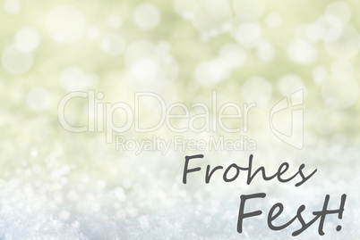 Golden Bokeh Background, Snow, Frohes Fest Means Merry Christmas