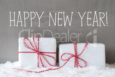 Two Gifts With Snow, Text Happy New Year