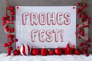 Label, Snow, Balls, Frohes Fest Means Merry Christmas