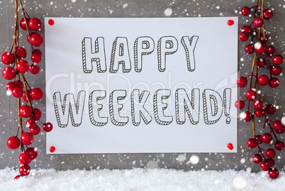 Label, Snowflakes, Christmas Decoration, Text Happy Weekend