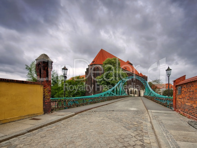 Breslau Sandkirche und Dombrücke - Breslau St. Maria Church and Tumski Bridge