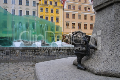 Breslau Zwerg und Springbrunnen - Breslau dwarf and fountain