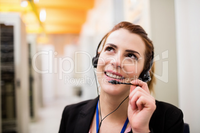 Technician talking on headset