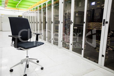 Empty chair in corridor