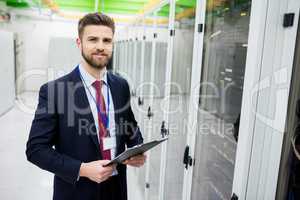 Technician holding a clipboard