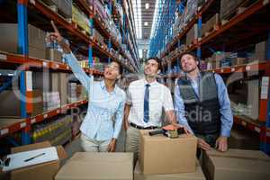 Warehouse team preparing a shipment