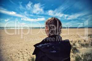 girl looking at the sea