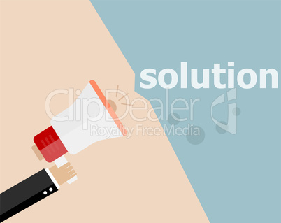 flat design business illustration concept. Solution digital marketing business man holding megaphone for website and promotion banners.