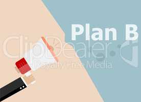 flat design business illustration concept. Plan B digital marketing business man holding megaphone for website and promotion banners.