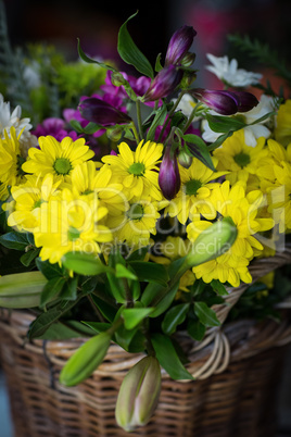 Close-up of flowers in basket