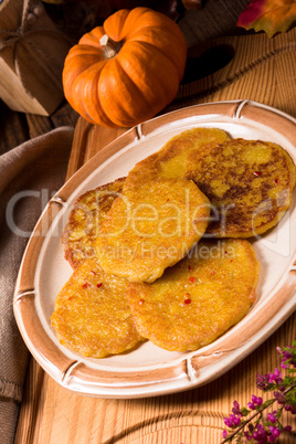 Potato pancakes with pumpkin puree