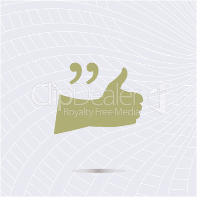Quotation mark speech bubble. quote sign icon. people hand. summer party concept