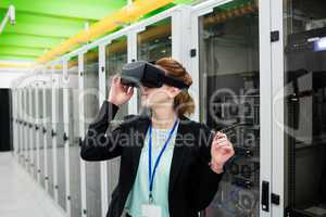 Technician using virtual reality headset