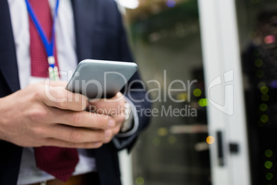 Technician using mobile phone