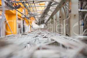 Close-up of cable and wires in server locker