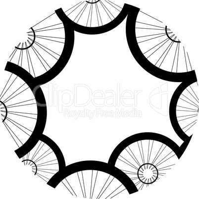 bicycle wheels pattern isolated on white background