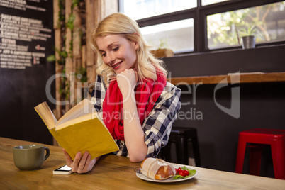 Beautiful woman reading book