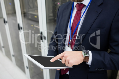 Technician using digital tablet