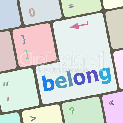belong word on keyboard key, notebook computer button