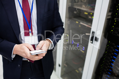 Technician using mobile phone