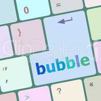 button with bubble word on computer keyboard keys