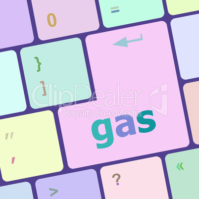 gas word on keyboard key, notebook computer button