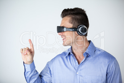 Man using virtual video glasses