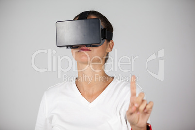 Woman using virtual reality headset