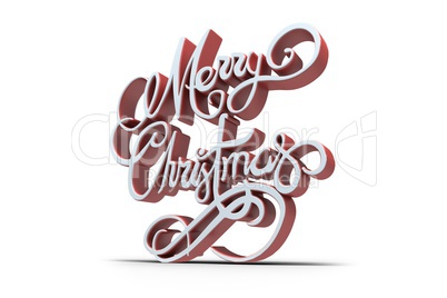 Three dimensional text of Merry Christmas in white and red color