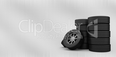 Composite image of rows of tyres