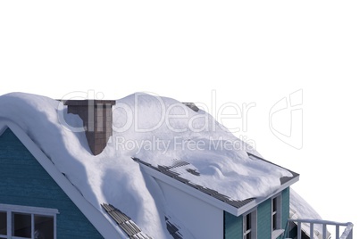 Snow on roof of house