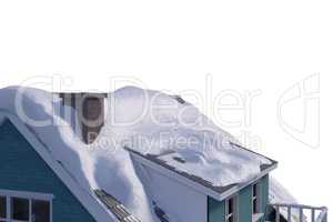 Snow on roof of house