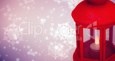 Composite image of red lantern on white background