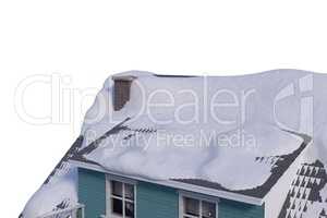 Snow covered roof of house