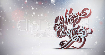 Composite image of three dimensional text of merry christmas in white and red color