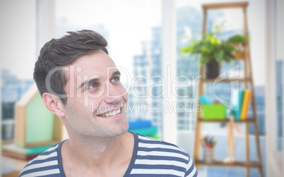 Composite image of handsome hipster looking away