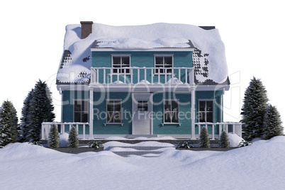 Snow covered house