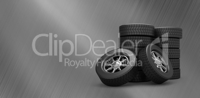 Composite image of rows of tyres