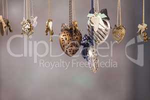 Set of different shape pendants made of metal