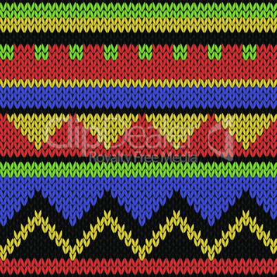 Seamless knitting geometrical colourful bright pattern