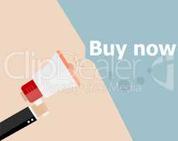 flat design business illustration concept. Buy Now digital marketing business man holding megaphone for website and promotion banners.