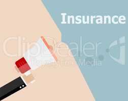 flat design business illustration concept. Insurance digital marketing business man holding megaphone for website and promotion banners.