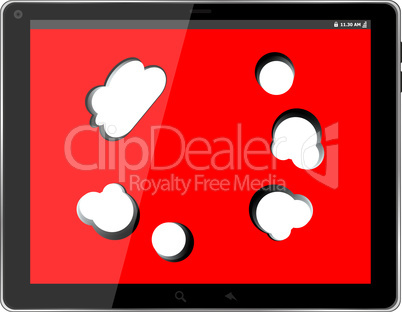 speech bubble on black tablet pc social, network concept