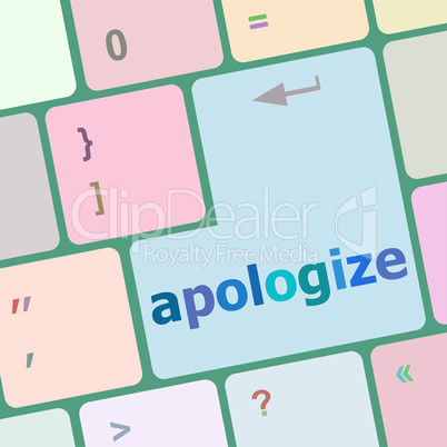 keyboard keys with enter button, apologize word on it