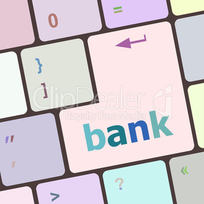 bank word on keyboard key, notebook computer