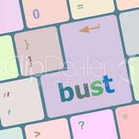 bust word icon on laptop keyboard keys